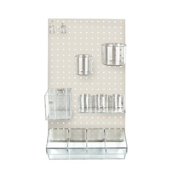 12-Piece White Pegboard Organizer Kit with 1 Panel and Accessory